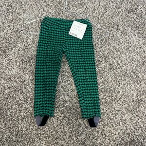 Janie and Jack Green and navy Kids Leggings-velvet stirrups